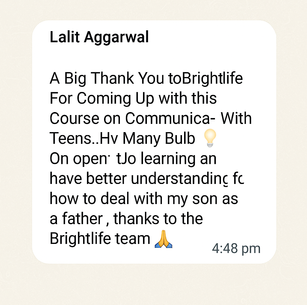 Testimonial from Brightlife parent